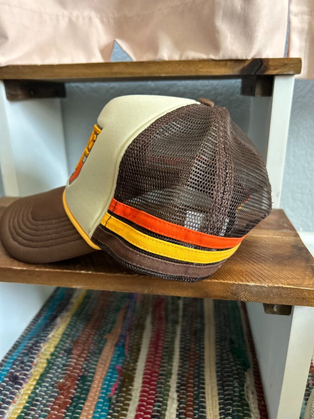 Counting Crows Established 1991 Retro Trucker Hat Snapback Brown Cream Mesh Cap - Picture 4 of 5